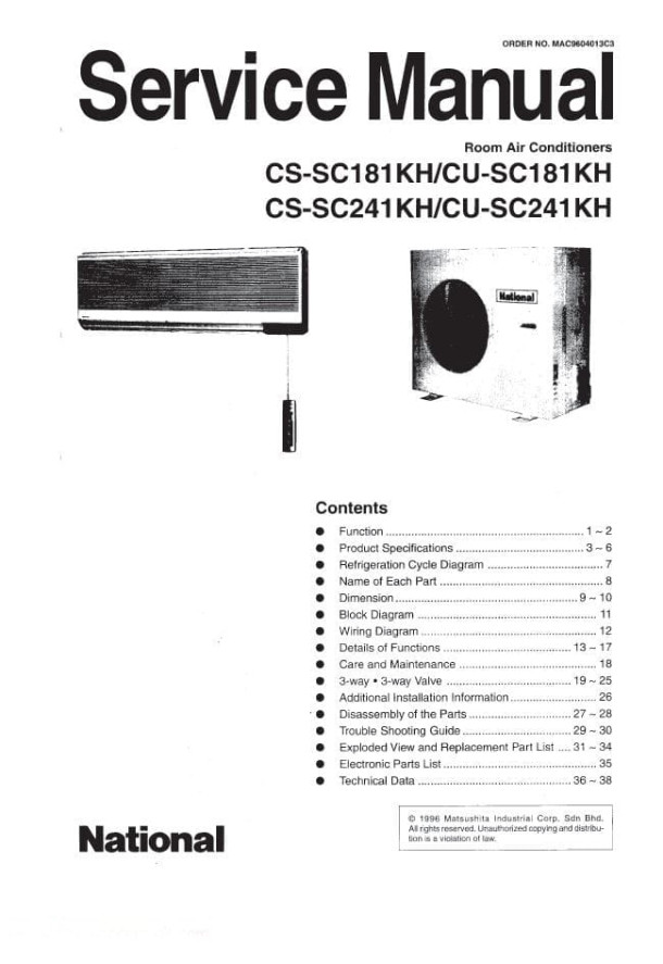 CS-SC181KH, CS-SC241KH, CU-SC181KH, CU-SC241KH